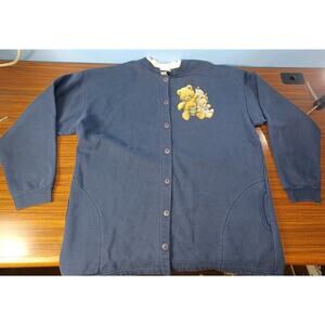 Vintage Morning Sun Button Up Blue Cardigan Patriotic Bears Size XL Womens